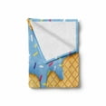 thumbnail image 2 of Ice Cream Soft Flannel Fleece Throw Blanket, Waffle Background with Sky Blue Flavor Yummy Summer Seasonal Design, Cozy Plush for Indoor and Outdoor Use, 50" x 60", Apricot, by Ambesonne, 2 of 6