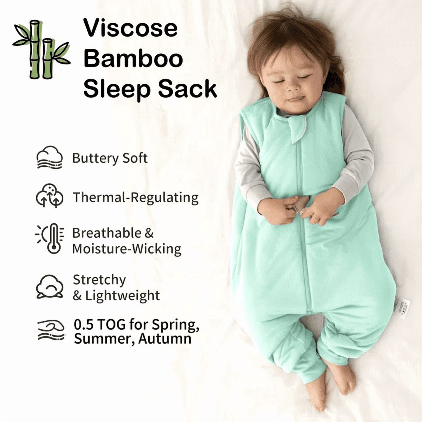 0.5 Tog Summer Baby Sleep Sack with Feet 2t-3t Months Lightweight Rayon Made From Bamboo Sleeping Bag with Legs 24-36 Months