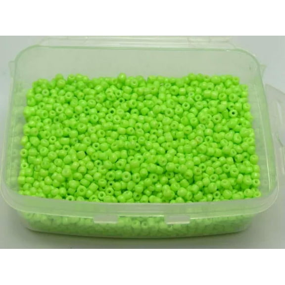 U8MO 5000 Neon Color Glass Opaque Beads 2mm (10/0) Storage Box Pick your Color-Neon Green