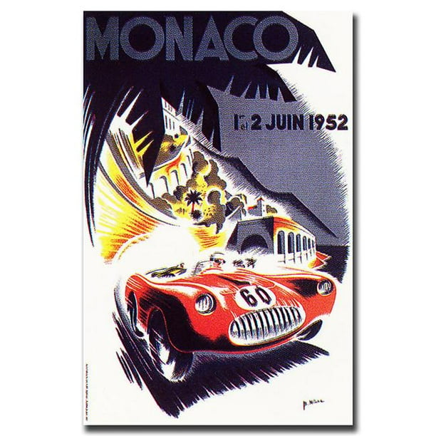 Monaco 1952 par George Ham-Gallery Enveloppé 18x24 Toile Art