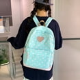 thumbnail image 5 of Women Nylon Polka Dot Cute Playful Bookpack Large Capacity Students Bookbags Multiple Pockets Travel Daypack Bag for Commute (Green), 5 of 15