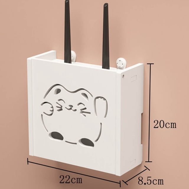 Mosiee Wall-Mounted Wireless Router Box Office Media Decor Console Wifi Box Wireless Storage Boxes Rack Bracket Hangings Wall Shelf