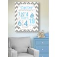 thumbnail image 3 of Personalized Canvas Birth Announcement Nursery Decor Gift, Sailboat Design, Custom Name, Date, Weight & Length, Unique Boys & Girls Baby Shower Wall Art Presents, Color Gray # 7, Size - 12X16, 3 of 5