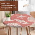 thumbnail image 3 of Coral Pink Starfish Coastal Round Tablecloth 55-60 Inch Round Fitted Table Cloth with Elastic Edge, Shell Summer Beach Nautical Waterproof Table Cover Protector for Outdoor Picnic Party Dining, 3 of 9