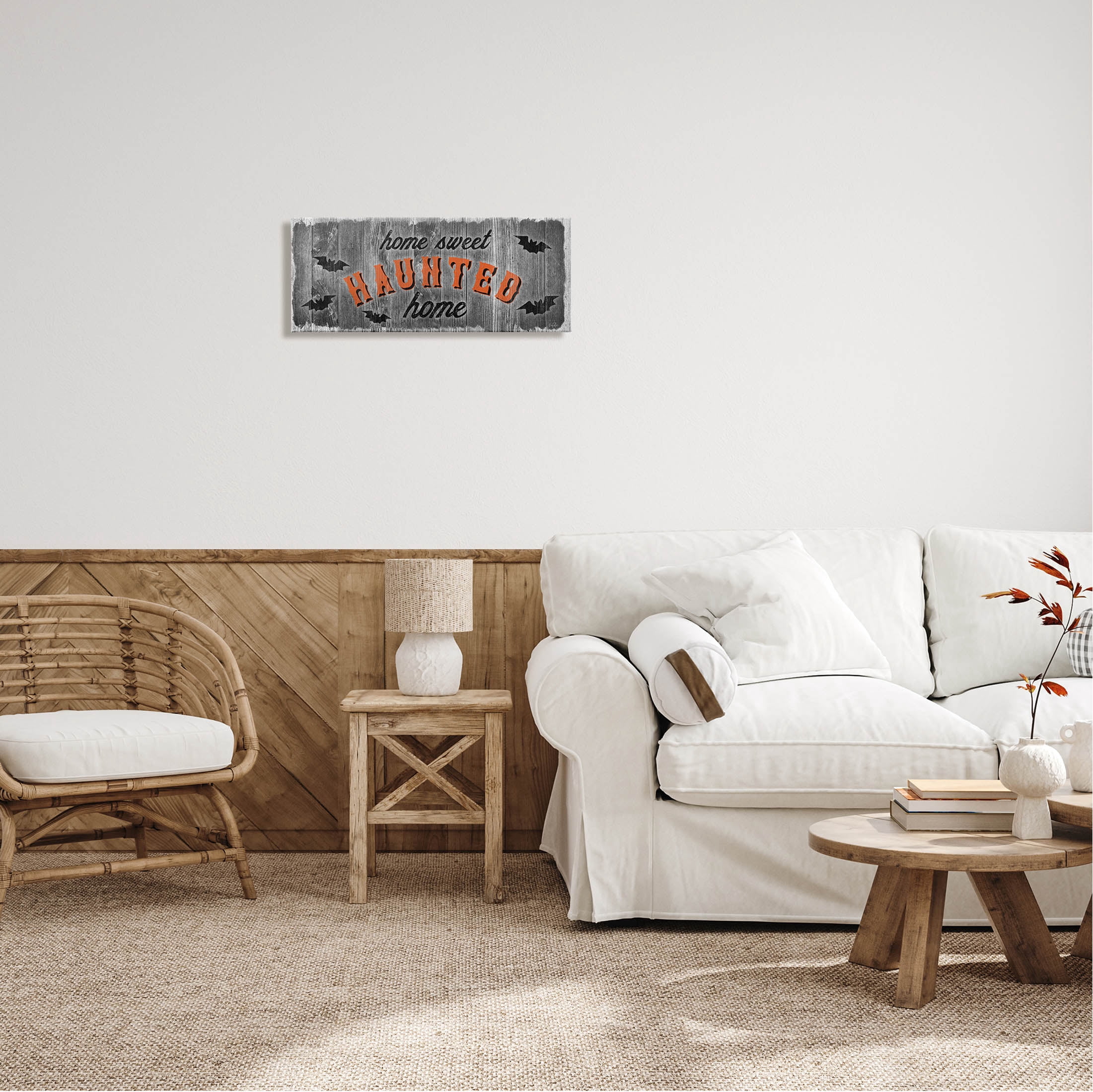 Stupell Industries Sweet Haunted Home Bats Sign Graphic Art Gallery Wrapped Canvas Print Wall Art, Design by Natalie Carpentieri