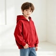 thumbnail image 4 of Sevevn Kids Boys Girls Fleece Zip Up Hooded Jacket Raglan Sleeve Solid Color Lightweight Hoodie Coat with Pockets Casual Outerwear, 4 of 9