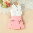 thumbnail image 7 of Little Girls Sleeveless Bow Top & Pleated Skirt Set Pink Kids Spring Summer Casual Birthday Party Outfit 3T,Size 7-8 T, 7 of 7