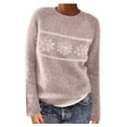 thumbnail image 1 of Frostluinai Chandails Flocon de Neige pour Femmes Manches Longues Chandails Raglan Col Rond Tricot Vintage Chandail Automne Imprimé Île Féerique, 1 of 6