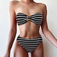 thumbnail image 2 of Afdoent Womens Bikini Sets Womens Stripe Printed Beach New Strapless Split Triangle Bikini Swimsuit Bathing Suit 2026 Summer Vacation Outfits, 2 of 7