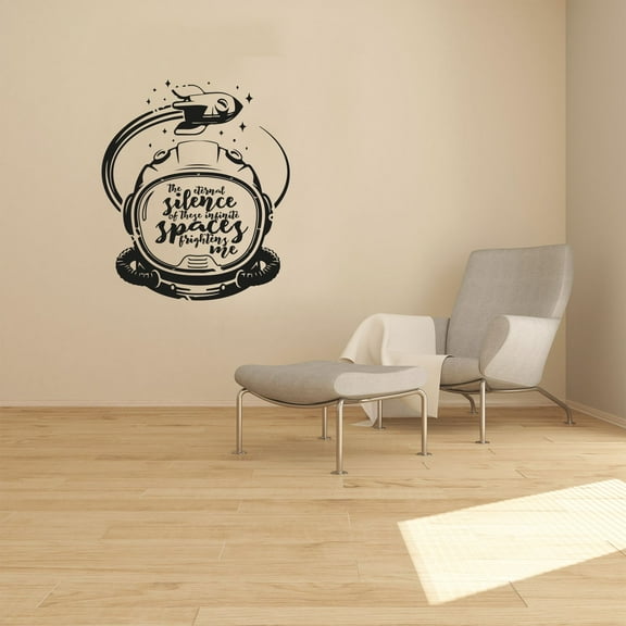 The Eternal Silence Of These Infinite Spaces Frightens Me Quote Astronaut Design Vinyl Wall Sticker Art Decal Boys Girls Kids Room Design Bedroom Home Decor Stickers Decoration Size (40x24 inch)