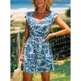thumbnail image 5 of Cupshe Women's Blue Tropical Ruffled Mini Dress, Size S-XL, 5 of 6