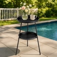thumbnail image 6 of Patio Small Side Table, Round 2 Tier End Table, Metal Round Coffee Table for Indoor Outdoor, Black, 6 of 7