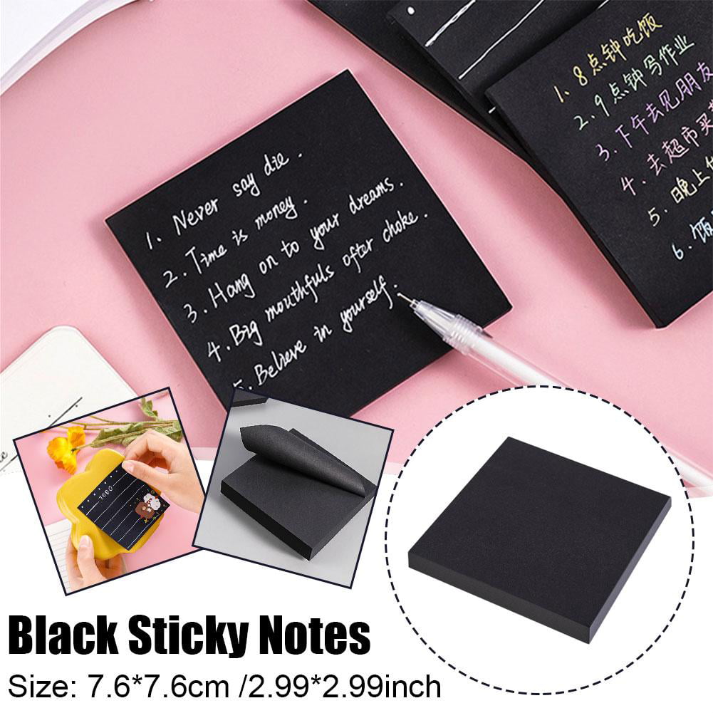 Black Sticky Notes with Marker Stickers H8x8, Size: 7.6*7.6CM /2.99*2.99inch