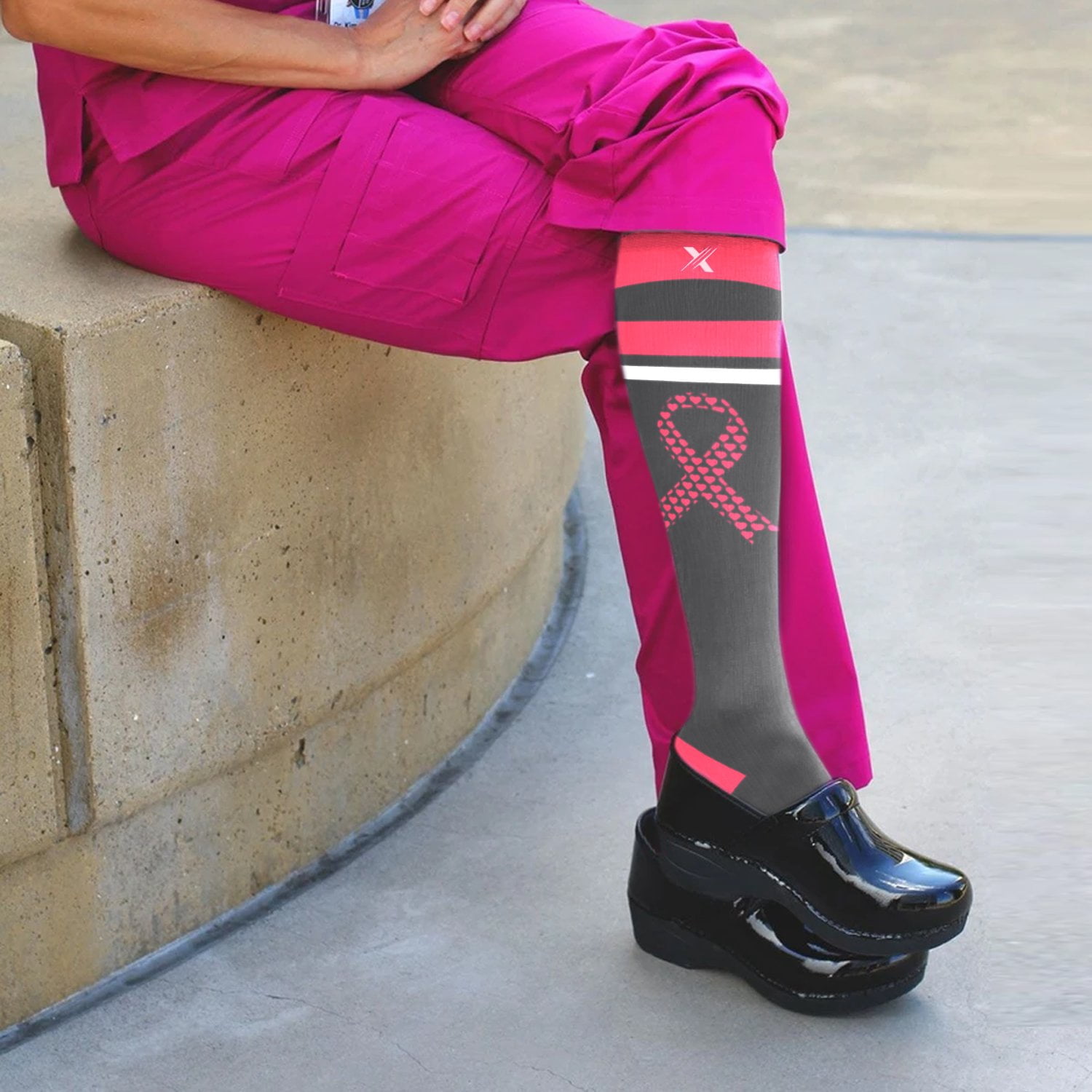 Cancer Awareness Compression Socks - Knee High Socks for Running - 3 Pair