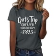 thumbnail image 5 of Tittly T Shirts for Women Spring Tops for Women Girl's Trip 2025 T Shirt Women's Fashion Round Neck Casual Short Sleeves Graphic Tees Tshirts Shirts Dark Gray M, 5 of 5