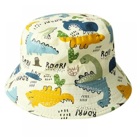 Summer Baby Boys Girls Toddler Cartoon Animal Print Bucket Hats Caps Reversible Sun Headwear
