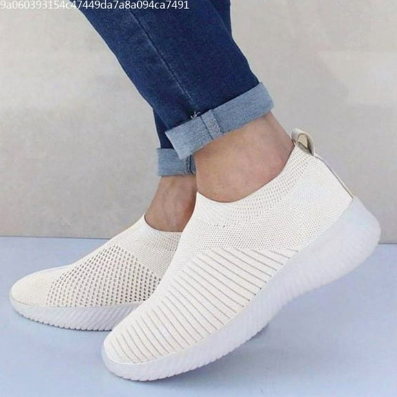 UTTOASFAY Womens Sandals Women Outdoor Mesh Shoes Casual Slip On Comfortable Soles Running Sports Shoes White 9(41)