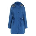 thumbnail image 6 of GEWSEY Plus Size Rain Jackets For Women Waterproof Rain Coats with Hood Lightweight Windbreaker Outdoor Trench Coat (Blue, XXL), 6 of 9