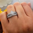 thumbnail image 4 of 0.80 Carat (ctw) 10K White Gold Round Diamond Ladies Bridal Marquise Shape Promise Engagement Ring Set With Matching Ban, 4 of 4