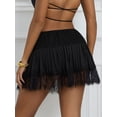 thumbnail image 3 of Women Lace Mini Skirt Low Rise Pleated Ruffle Half Slip Skirt Layered Flowy Short Skirt Streetwear, 3 of 7