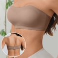 thumbnail image 4 of Strapless Bras for Women Non-Slip Seamless Padded Bandeau Bra Wireless Convertible Tube Top Bralette Everyday Tshirt Bra Invisible Bralette Jelly Bras for Women Supportive Push Up Bra Coffee L, 4 of 5