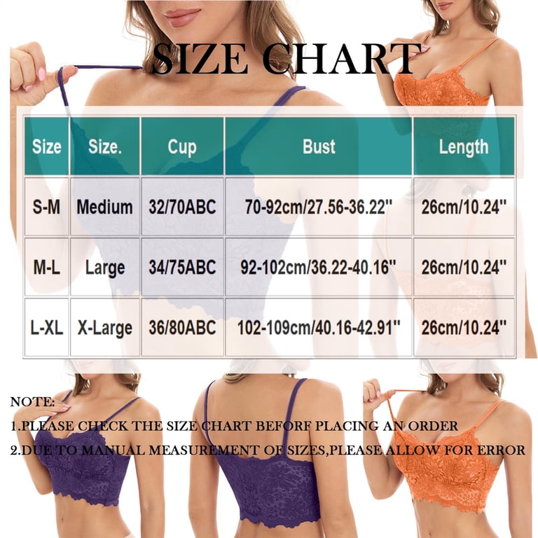 Brnmxoke Bras Older Ladies Lace Bras Solid Strap Wrap Hollow Out Bras  Underwear Comfy Sexy Padded Cami Bralettes Purple,M