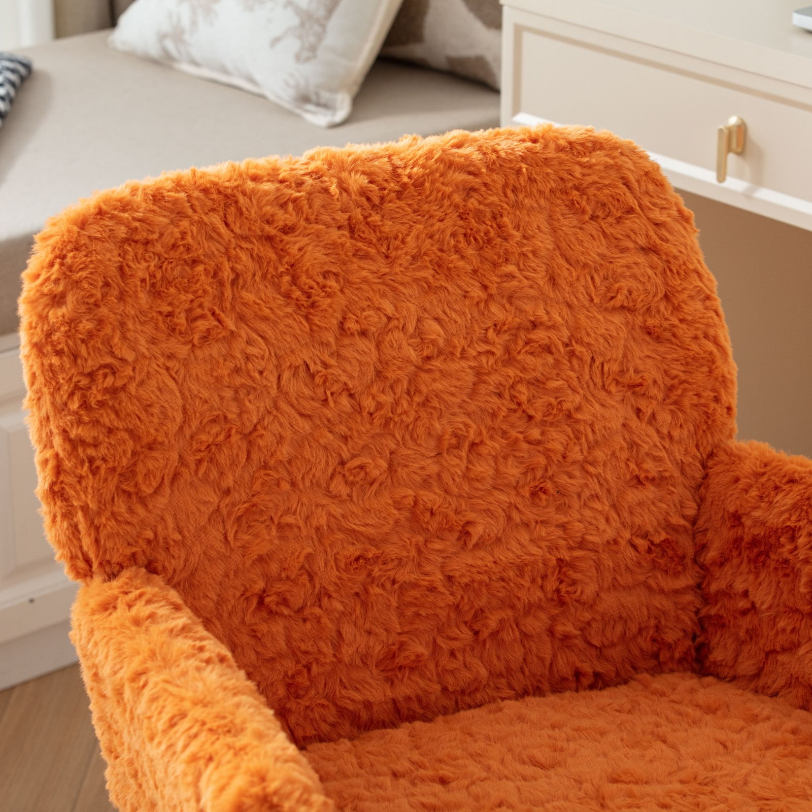 Office Chair,Home Office Chair with Golden Metal Base,Adjustable Desk Chair Swivel Office Chair,Vanity Chair,Orange