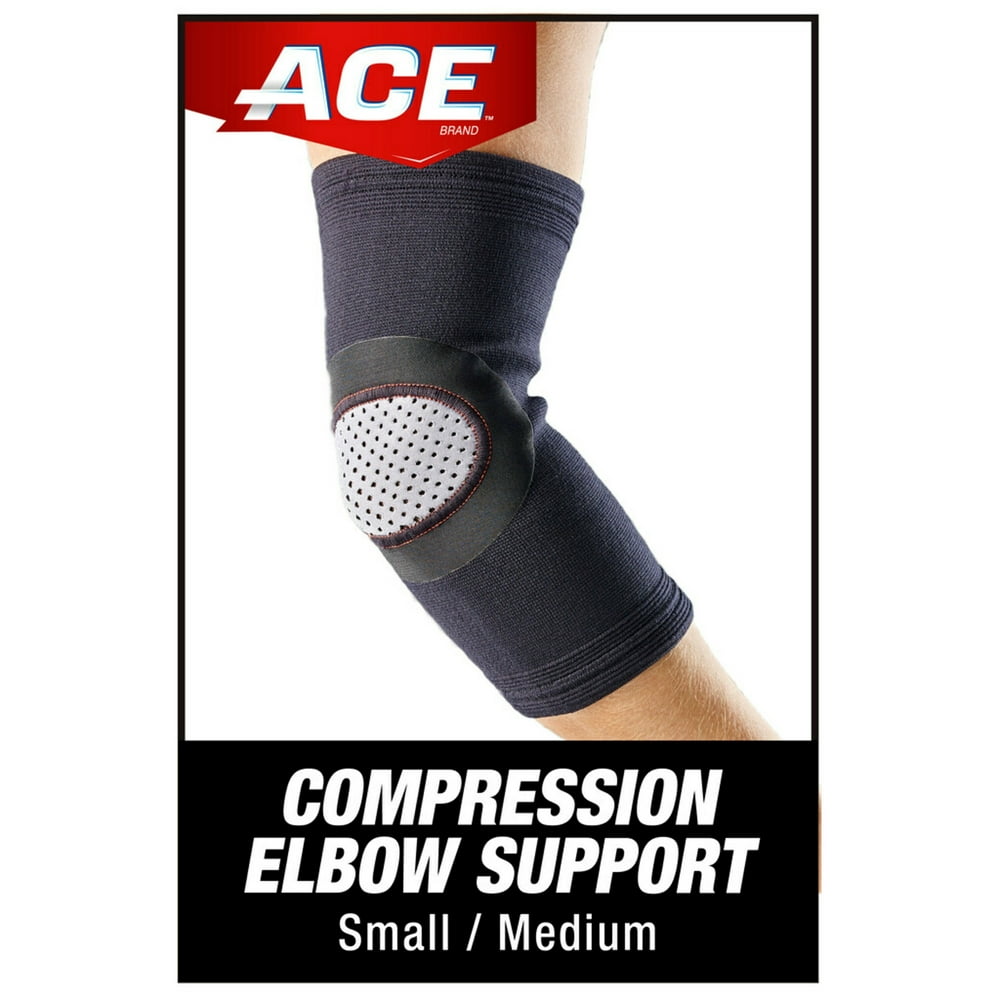 ACE Brand Compression Elbow Brace, Small/Medium, Black, 1/Pack