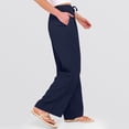 thumbnail image 5 of Lumtrix Womens Linen Pants Drawstring Elastic Waist Wide Leg Beach Pants For Women Cotton Linen Palazzo Pant With Pockets Navy S, 5 of 5