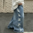 thumbnail image 2 of OSOLU Toddler Boys Baggy Jeans Straight Leg Jeans With Pockets Elastic Waist Distressed Ripped Denim Pants With Holes， Newborn Fashionable Dailywear, 8-9 Years, 2 of 4