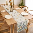 thumbnail image 3 of Table Runner 120 Inches Long for Kitchen Dining, Floral Eucalyptus Leaves Dresser Scarf Farmhouse, Dining Table Decorations for Wedding/Parties, Daisy Summer Botanical Rustic 13 x 120 In, 3 of 8