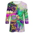 thumbnail image 4 of BOOMILK Mardi Gras Shirts for Women Loose Fit 3/4 Sleeve Plus Size Tops Crew Neck Carnival Graphic Tees, 4 of 4