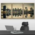thumbnail image 2 of wall26 - 3 Piece Framed Canvas Wall Art - Brooklyn Bridge and Manhattan at Dusk, New York City - Modern Home Art Stretched and Framed Ready to Hang - 24"x36"x3 Natural, 2 of 5