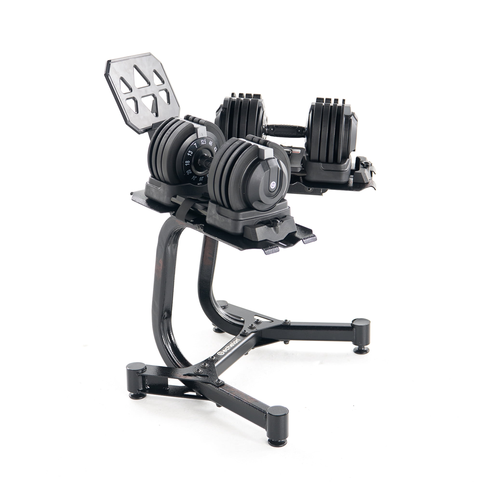 Echelon Adjustable Dumbbells Set 7–52.5 lbs with Stand, Quick Weight Adjustment, Space-Saving Design