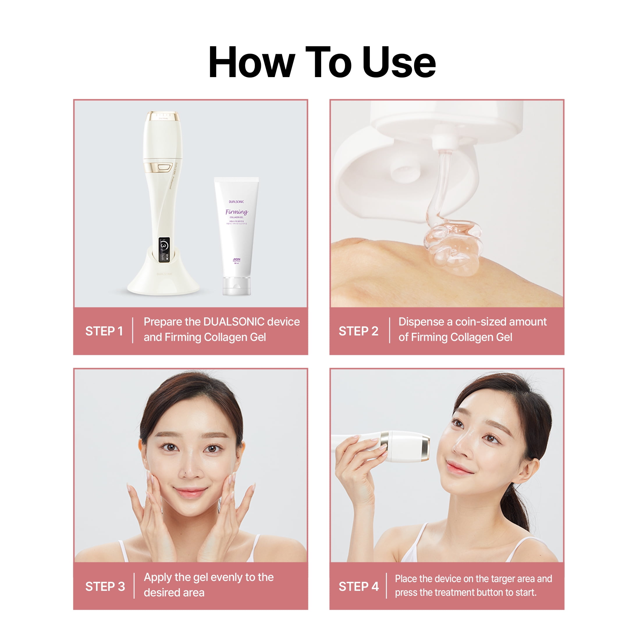 DUALSONIC Firming Collagen Gel for Face&Body-Hydrating, Moisturizing, Beauty Device Booster For All Skin, Microcurrent Face Massager Gel, Hyaluronic Acid, Ceramides, Korean Skin Care, 150ml, 10ea