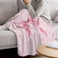 thumbnail image 3 of Pink Bow Blanket Soft Cozy Warm Twin Blanket for Bed, Plush Fuzzy Flannel Fleece Blankets for Sofa, Cute Watercolor Girls Cartoon Luxury Throw Blankets for Couch, Lightweight Gifts for Men, 60"x80", 3 of 9
