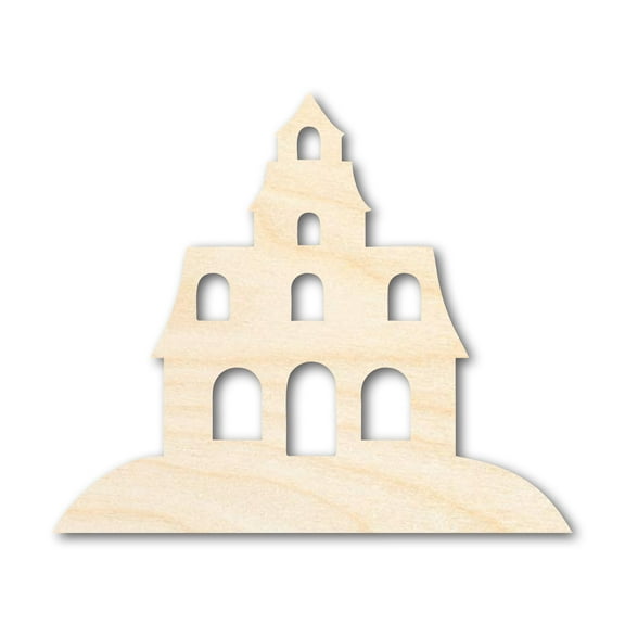 Unfinished Wood Halloween House Shape - Craft - up to 46" 7" / 1/2"