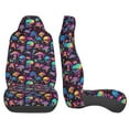 thumbnail image 3 of Honeii colorful mushroom Skull Print Car Seat Covers 2 Pieces, Full Set Universal Seat Covers for Cars, Waterproof Auto Seat Protectors, 3 of 7