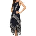 thumbnail image 4 of Sakkas Batik Corset Style Bodice Handkerchief Hem Dress - Navy / White - One Size, 4 of 4
