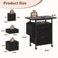 thumbnail image 3 of edx 24" Rolling File Cabinet with Drawers & Storage Shelf, Printer Stand Table Fits A4 Letter Size for Home Office, Black, 3 of 8