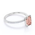 thumbnail image 5 of JeenMata Art Deco 1.75 Carat Emerald Cut Lab Created Morganite and Moissanite Engagement Ring in 18k Gold Over Sterling Silver, 5 of 6