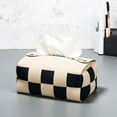 thumbnail image 3 of Riguas Desktop Tissue Bag Manual Braided Contrast Color Paper Organizer Faux Leather Anti-dust Storage Tissue Modern Appearance Car Easy Paper Extraction Napkin Bag for Bedroom, 3 of 8