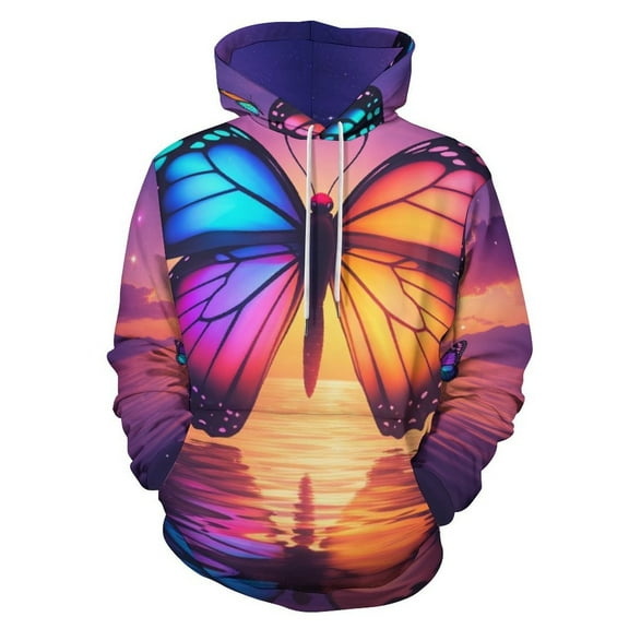 Dreamy Purple Butterfly Pattern 3d Sweatshirts Hoodie Fashion Casual Personality Men's Women Street Hoodie Pullovers Long Sleeve Comfortable Top