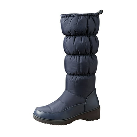 KBKYBUYZ Women Fashion Plus Velvet Boots Casual Warm Middle Heels Middle Tube Boots Shoes
