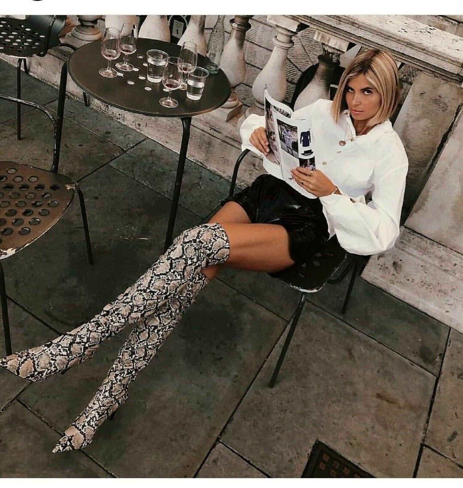 thigh high snakeskin boots