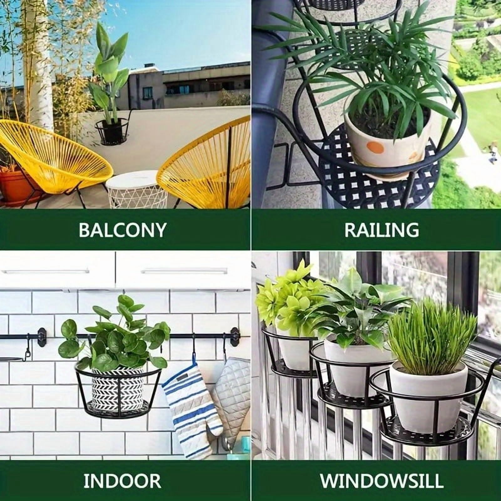 Set of 3 Black Hanging Planters with Hooks for Indoor and Outdoor Gardening, Perfect for Balconies, Fences, and Walls, Durable Metal Design with Removable Planting Baskets