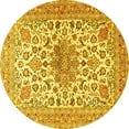 thumbnail image 1 of Ahgly Company Machine Washable Indoor Round Medallion Yellow Traditional Area Rugs, 6' Round, 1 of 4