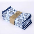 thumbnail image 3 of Fingercraft Cloth Napkin, Cotton Linen Blend Printed Table Napkins, Soft and Absorbent Fabric, 12 piece , 20x20In Medallion Blue, 3 of 7