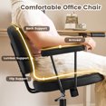 thumbnail image 6 of Falvinoryn Modern Home Office Desk Chair, Ergonomic Computer Task Chair with Padded Armrests, 360° Swivel Adjustable Height Rolling Chair, Rocking Function.Black, 6 of 7