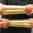 thumbnail image 3 of Jiibva Unisex Medieval Viking Gauntlet Arm Bracers PU Leather Mirror Gold 25cm, 3 of 7